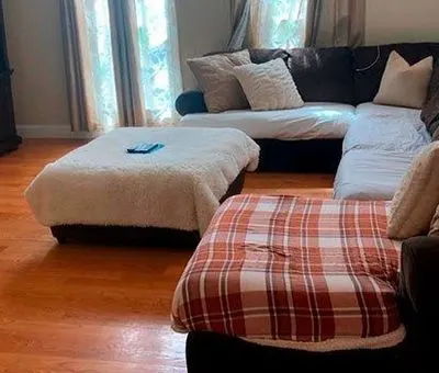 After: the family room sofa, clean
