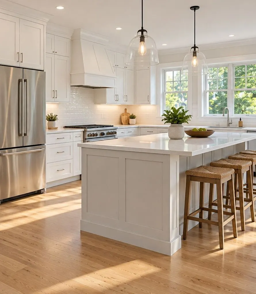 Newly renovated kitchen, spotless after the final post-construction clean